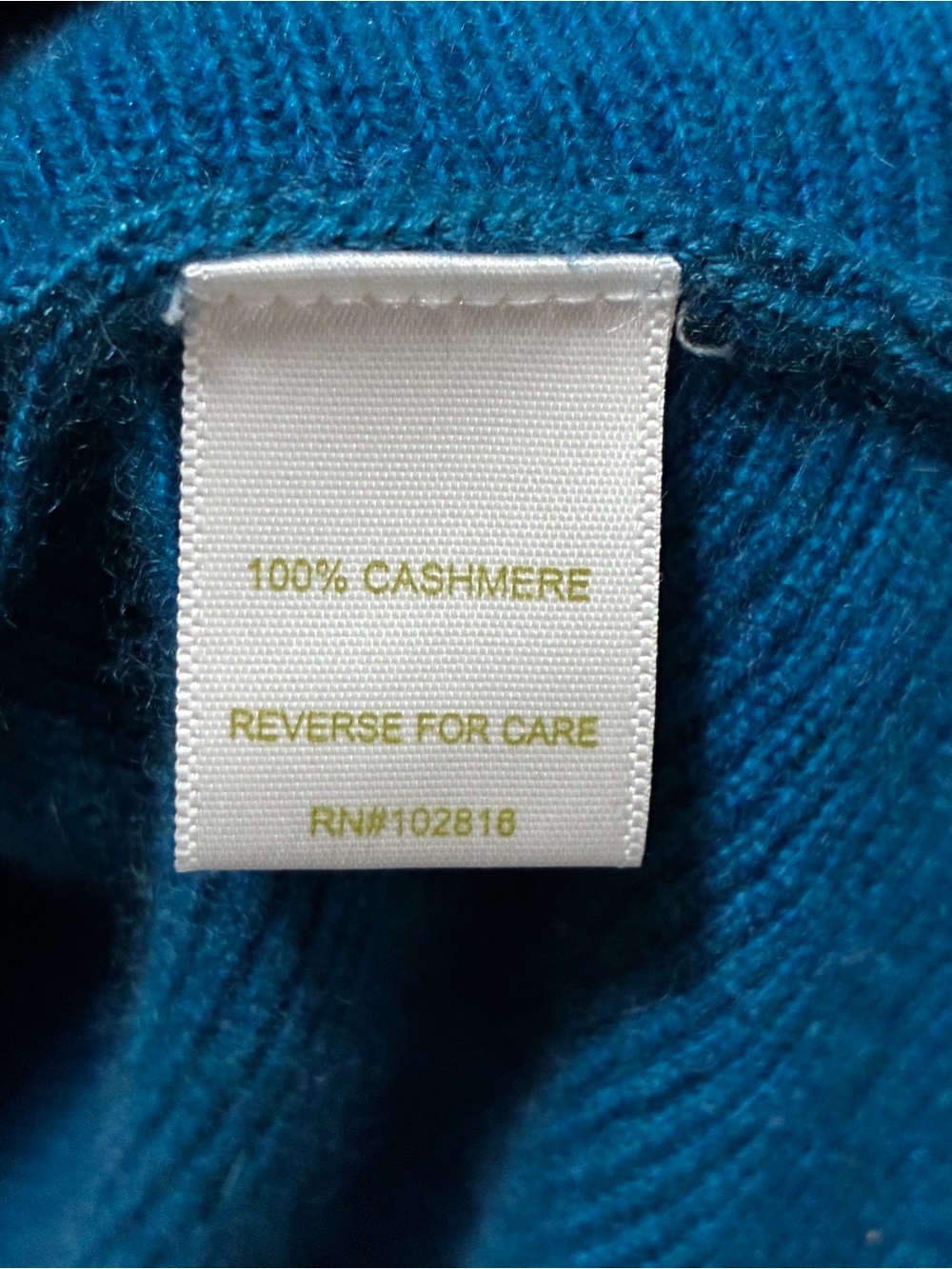 Garnet Hill Cable-Knit Cashmere Long Sleeve Sweater - Teal Blue size medium - Picture 5 of 7